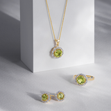 Bluebird Peridot & Diamond Pendant with Chain in 9ct Gold Chain