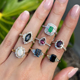 Bluebird of Happiness Pink Tourmaline and Diamond Ring in 9ct Yellow Gold TGW 0.96ct