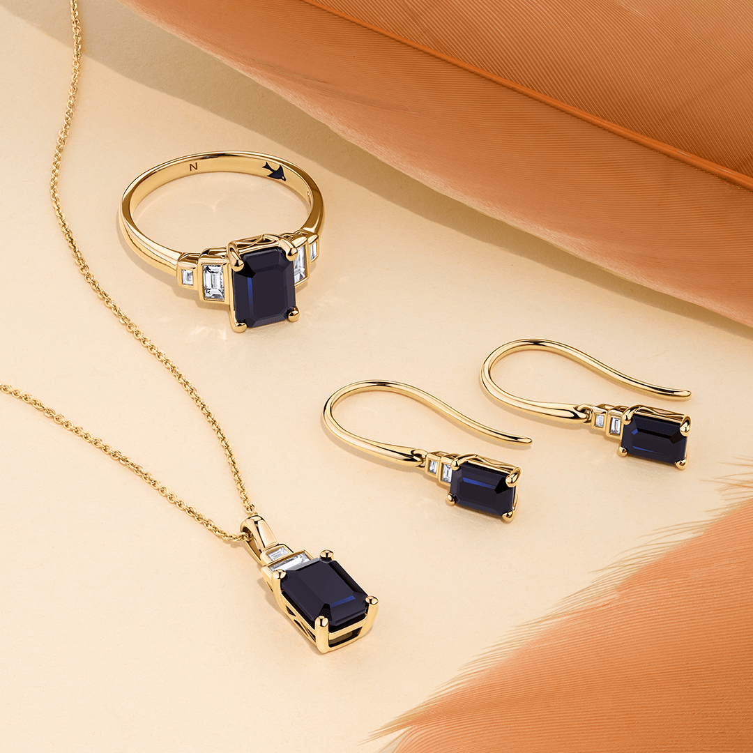 Bluebird™ Sapphire & 2.30ct TW Diamond Pendant with Chain in 9ct Yellow Gold