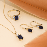 Bluebird™ Sapphire & 2.30ct TW Diamond Pendant with Chain in 9ct Yellow Gold