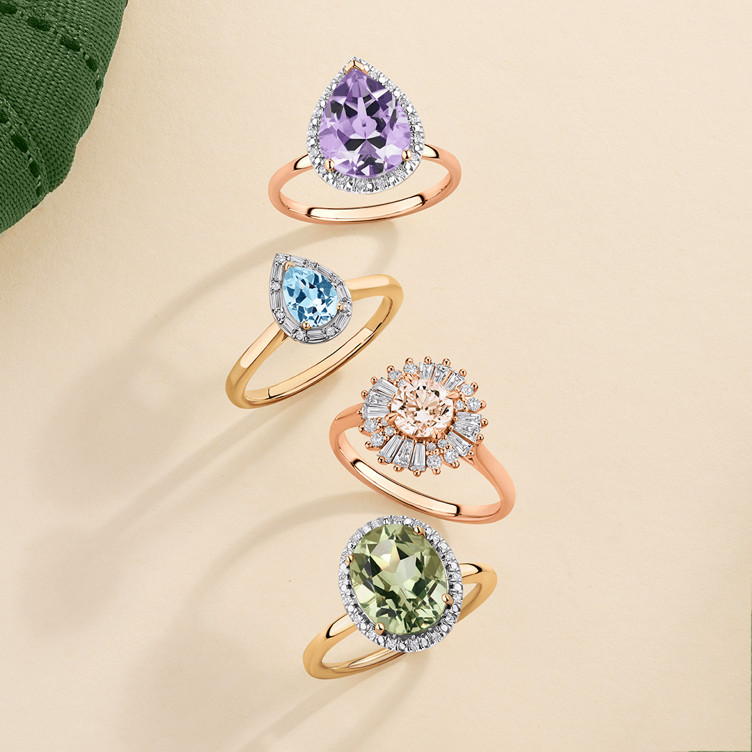Morganite & 0.50ct TW Diamond Ballerina Ring in 9ct Rose Gold