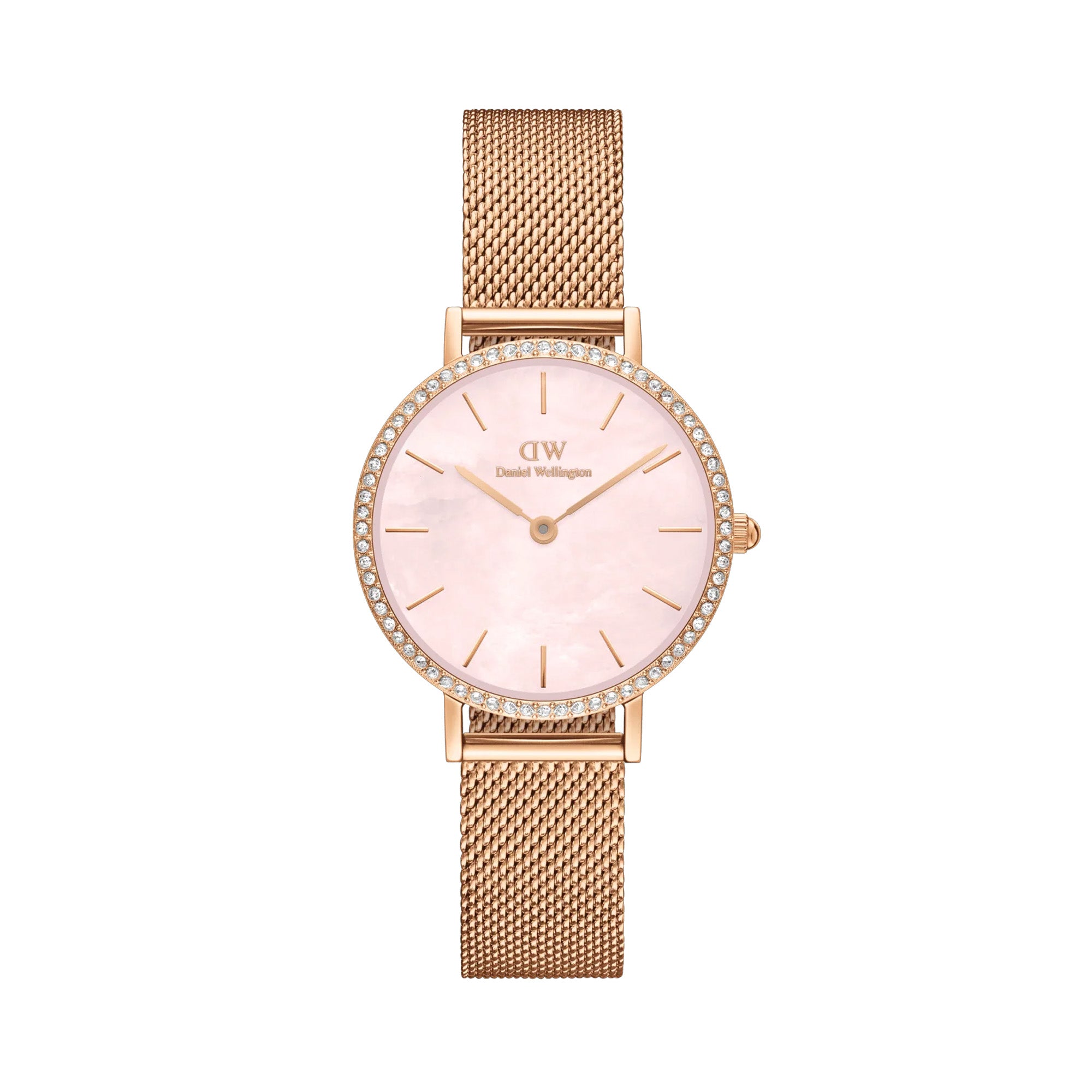 Daniel Wellington Petite 28 Bezel Mesh Pink Mother of Pearl Rose Gold Watch