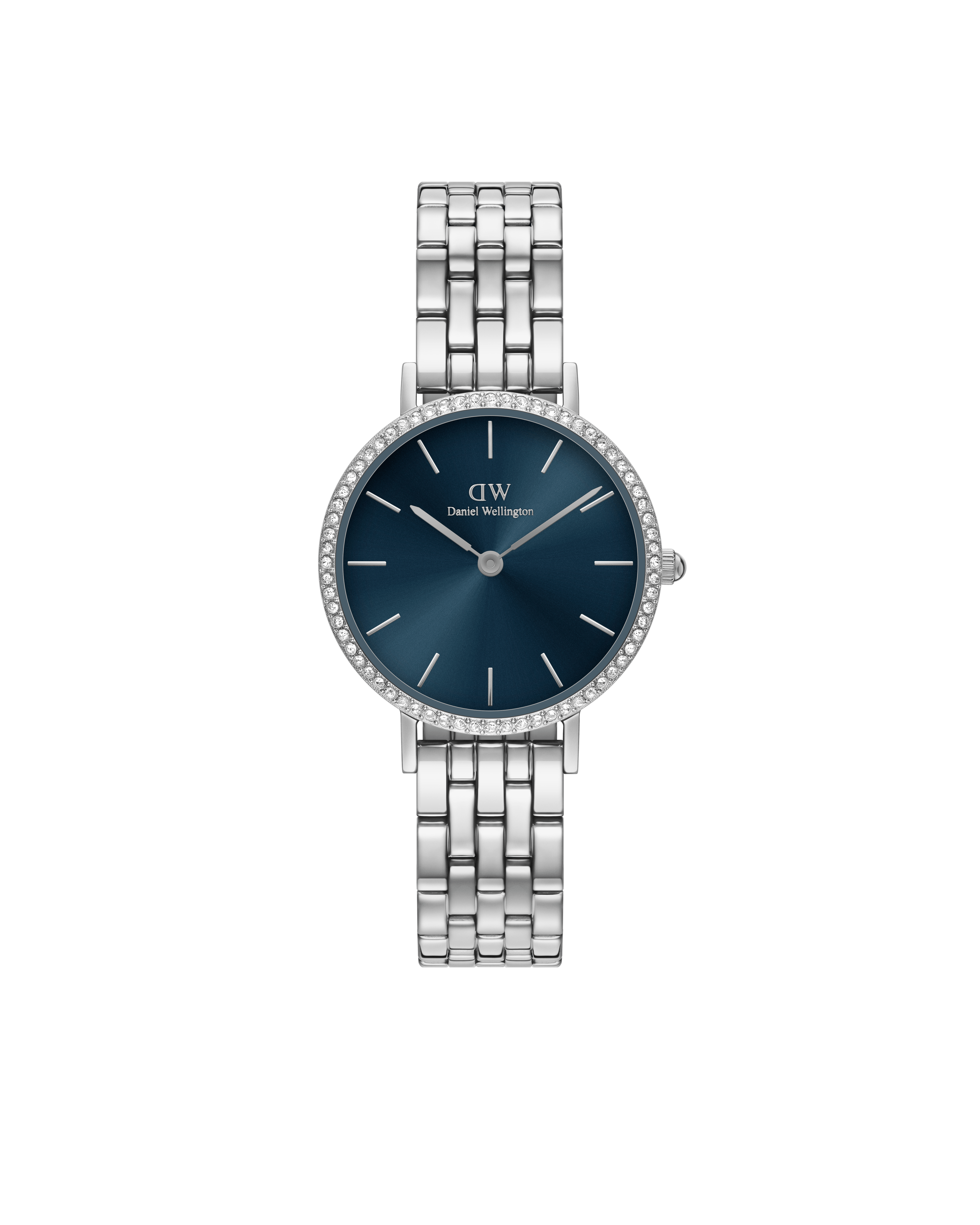 Daniel Wellington Petite 28 Bezel 5-Link Arctic Sunray Silver Watch