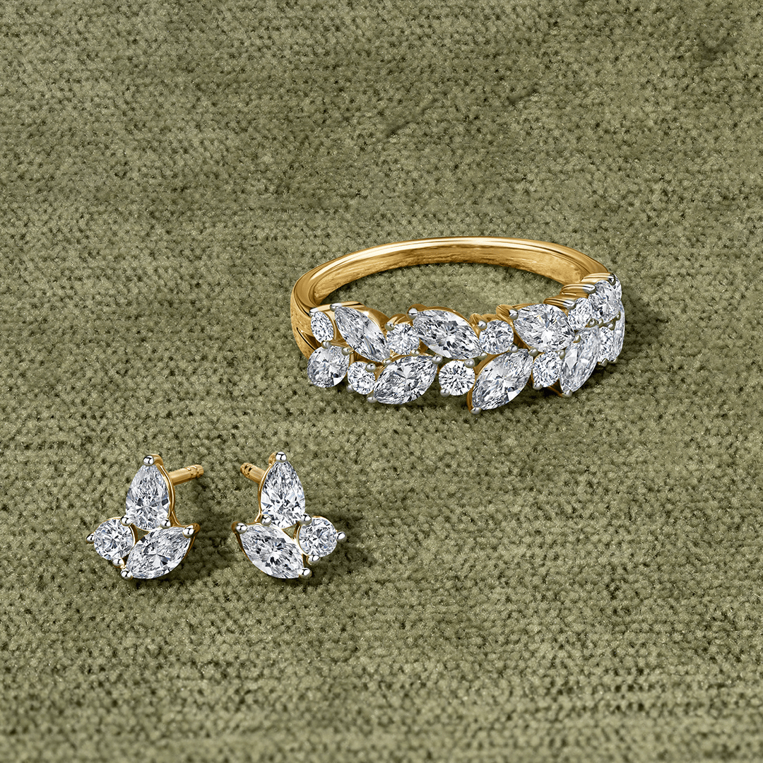 1.32ct TW Diamond Cluster Dress Ring in 9ct Yellow Gold