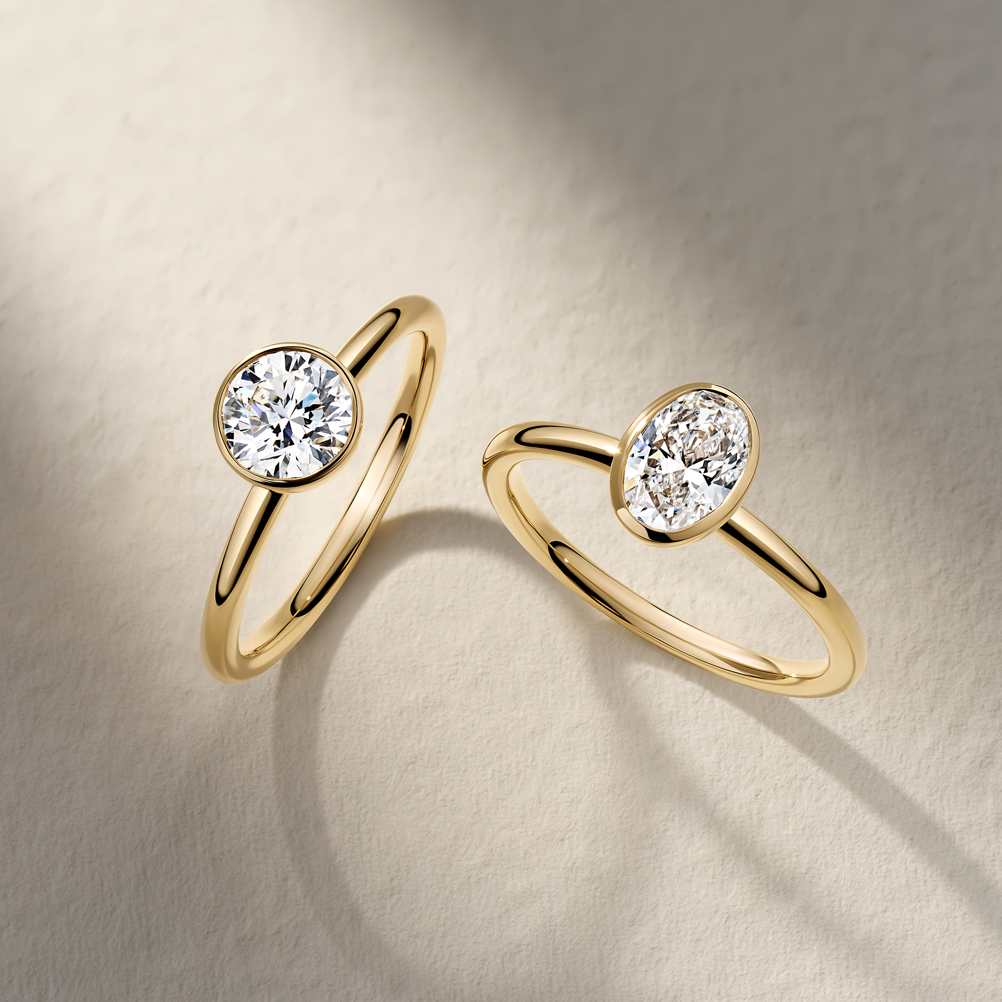 Everlasting 1.25ct TW Round Brilliant Lab-Grown Diamond Bezel Set Solitaire Engagement Ring in 18ct Yellow Gold