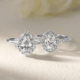 Everlasting 1.79ct TW Oval Lab-Grown Diamond Classic Halo Pave Band Engagement Ring in 18ct White Gold