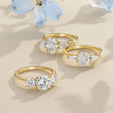 Everlasting 2.00ct TW Radiant and Taper Baguette Trilogy Lab-Grown Diamond Engagement Ring in 18ct Yellow Gold