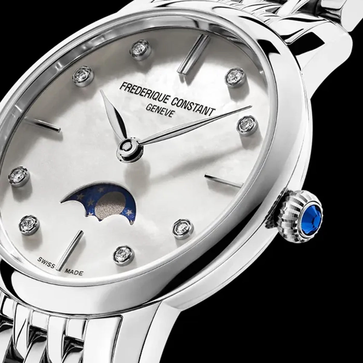 Frederique Constant 30mm Quartz Moonphase Watch FC-206MPWD1S6B
