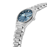 Frederique Constant Highlife Women's 31mm Quartz Stainless Steel Watch FC-240LND2NH26B photographed at a three-quarter angle, highlighting the polished and brushed finish across the case and integrated bracelet. The sapphire crystal catches the light along the case profile.