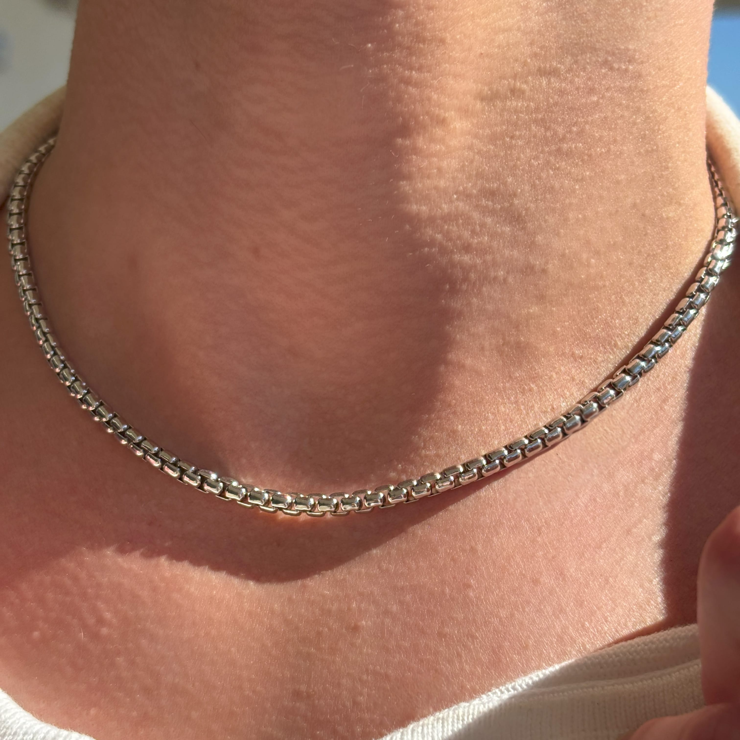 60cm Solid Box Chain in Sterling Silver