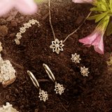 Helia Diamond Flower Necklace in 9ct Recycled Gold with 14ct Recycled Gold Chain