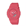 Casio G-SHOCK GMA-P2100-4A analogue digital watch with pink bio-based resin band, octagonal bezel, and compact shock-resistant design.