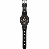 The Casio G-Shock Analogue Digital Men's Watch GA2100LXB-1A9 is fitted with a black bio-based resin band with standard buckle clasp, fitting wrists from 145mm to 215mm. The solid resin case back confirms shock-resistant and 200-metre water-resistant construction.