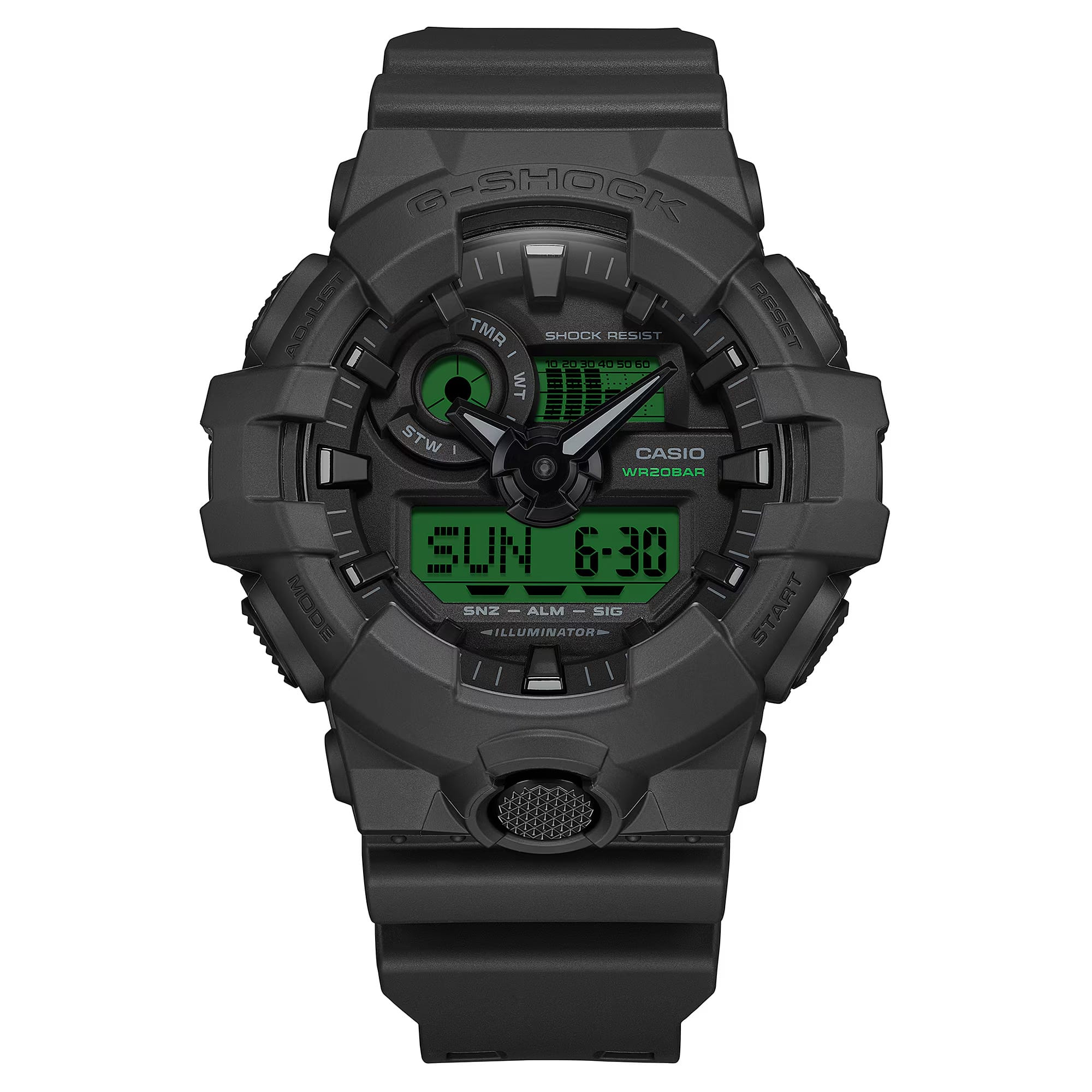 Casio G-Shock GA100BEG-1A Black & Electro Green Analogue Digital Watch | Wallace Bishop
