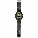 The Casio G-Shock GA700CMG-3A is fitted with a green camouflage MAP-printed resin band with standard buckle clasp, with the resin case back confirming shock-resistant and 200-metre water-resistant construction.