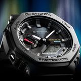 Casio G-SHOCK GAB2100-1A analogue digital watch with black bio-based resin band, octagonal bezel, solar power, and Bluetooth connectivity.