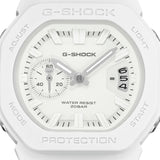 Close-up of the dial on the Casio G-SHOCK 2500 Series Quartz Men’s Watch GAC2500-7A, 46.7mm case. The small seconds subdial, date window and parallel-line hands are shown in detail.
