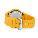 Back of the yellow resin strap on the Casio G-SHOCK 2500 Series Quartz Men’s Watch GAC2500-9A, 46.7mm case. The bio-based resin strap and case back are shown.