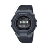 Casio G-Shock G-Squad GBD300-1 watch front view, showcasing the all-black octagonal front bezel inspired by the GA-2100 CasiOak, high-resolution MIP LCD digital display, G-Squad branding, and the slimmest G-Squad profile at just 14.9mm thick.