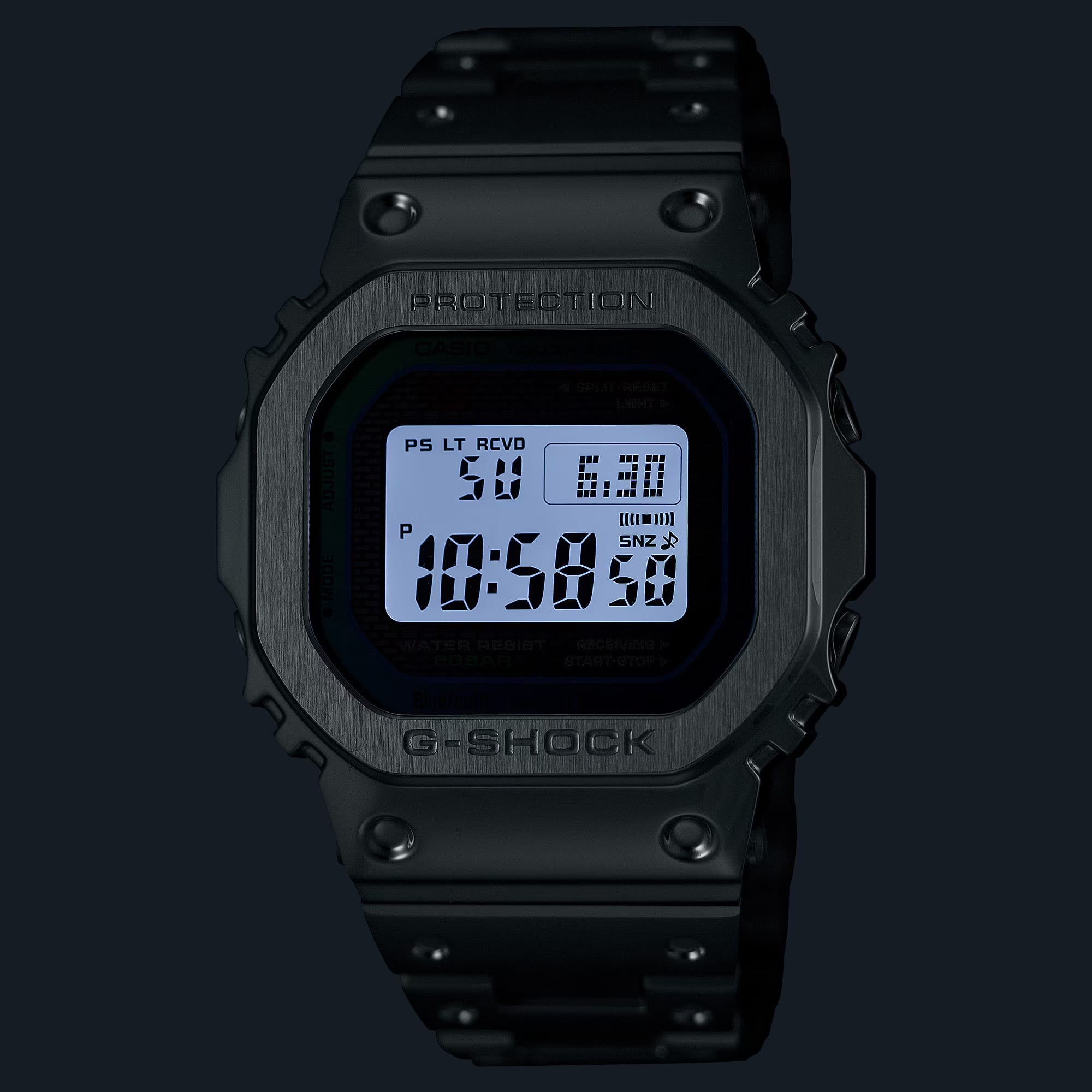 Casio G-SHOCK Solar Men's Watch GMWB5000PC-1D with luminous digital screen
