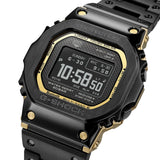 the Casio G-Shock Digital Watch GMWBZ5000BD-1D reveals the high-definition MIP LCD display, four black IP front screws, and the fine ion-plated surface finish across the bezel and centre case in close detail.