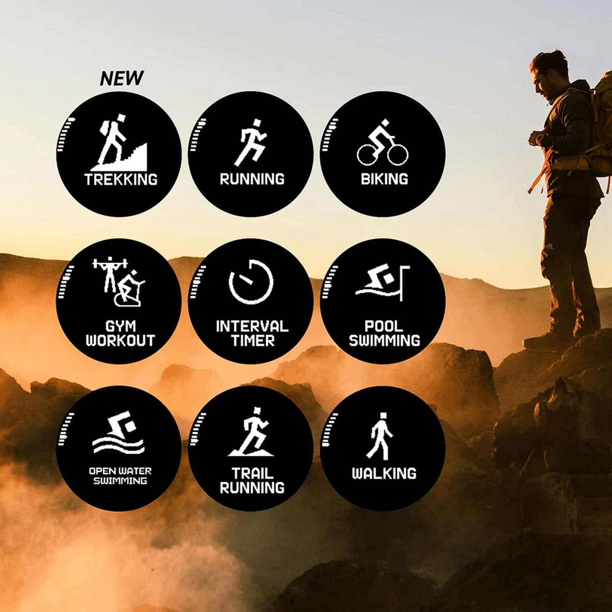Features of the watchs smart functions - different fitness tracking activities