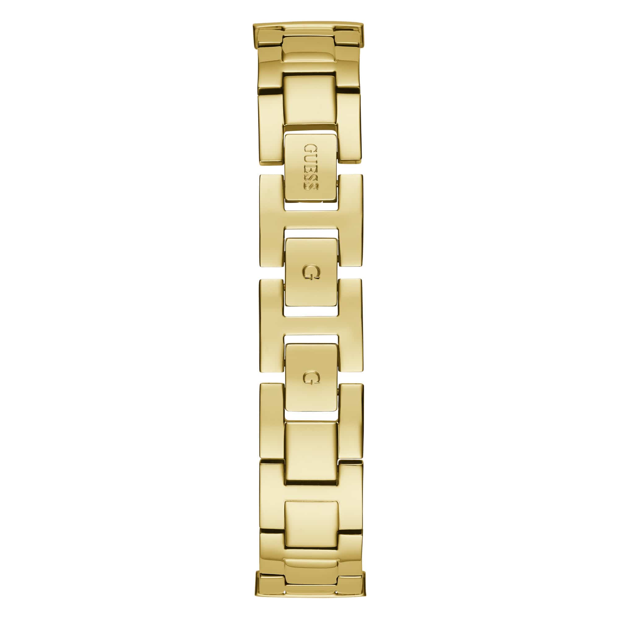The reverse of the bracelet shows the ball-and-crystal link construction and secure fold-over clasp closure, offering a comfortable, elegant fit.