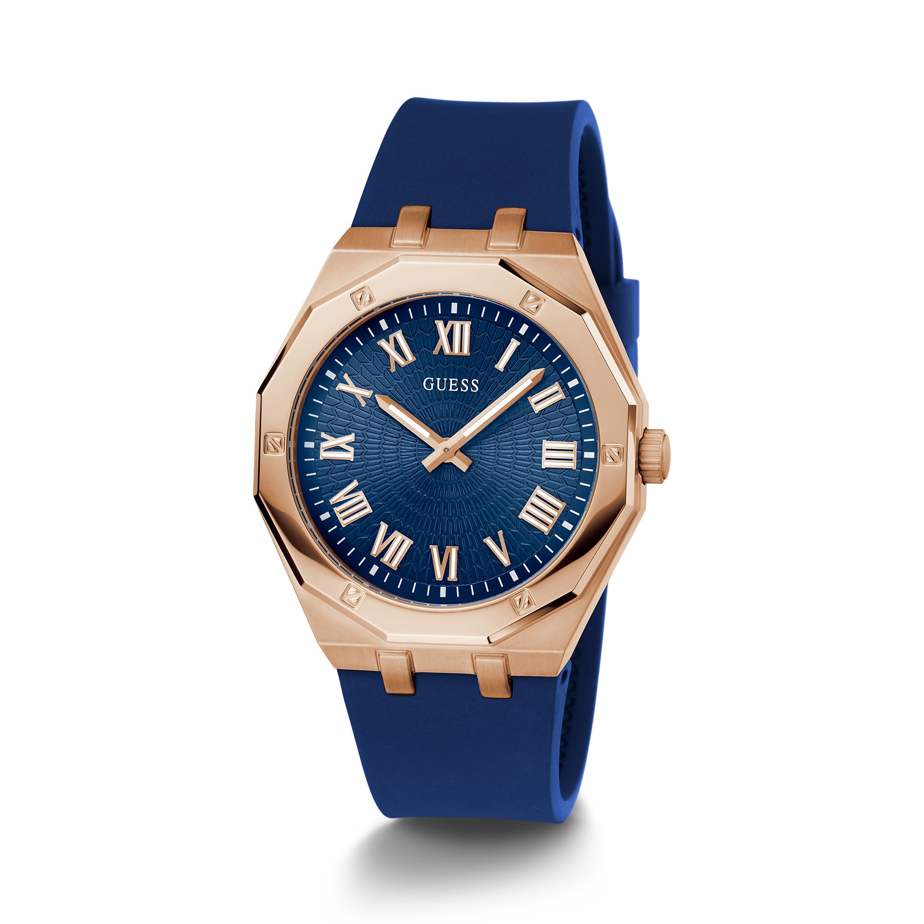 Guess Men's 42mm Blue Rose Gold Quartz Watch GW0663G3