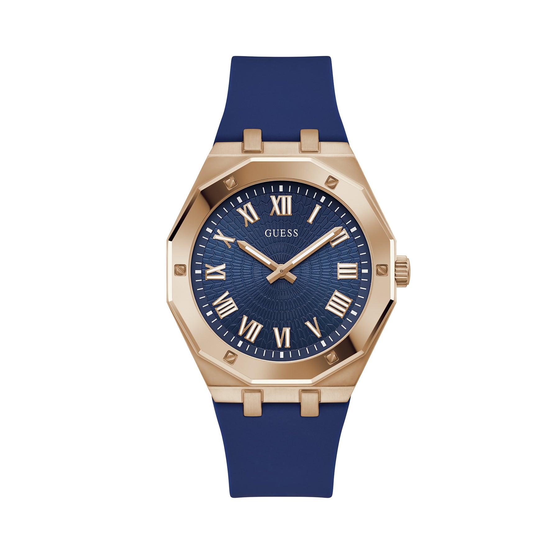 Guess Men's 42mm Blue Rose Gold Quartz Watch GW0663G3