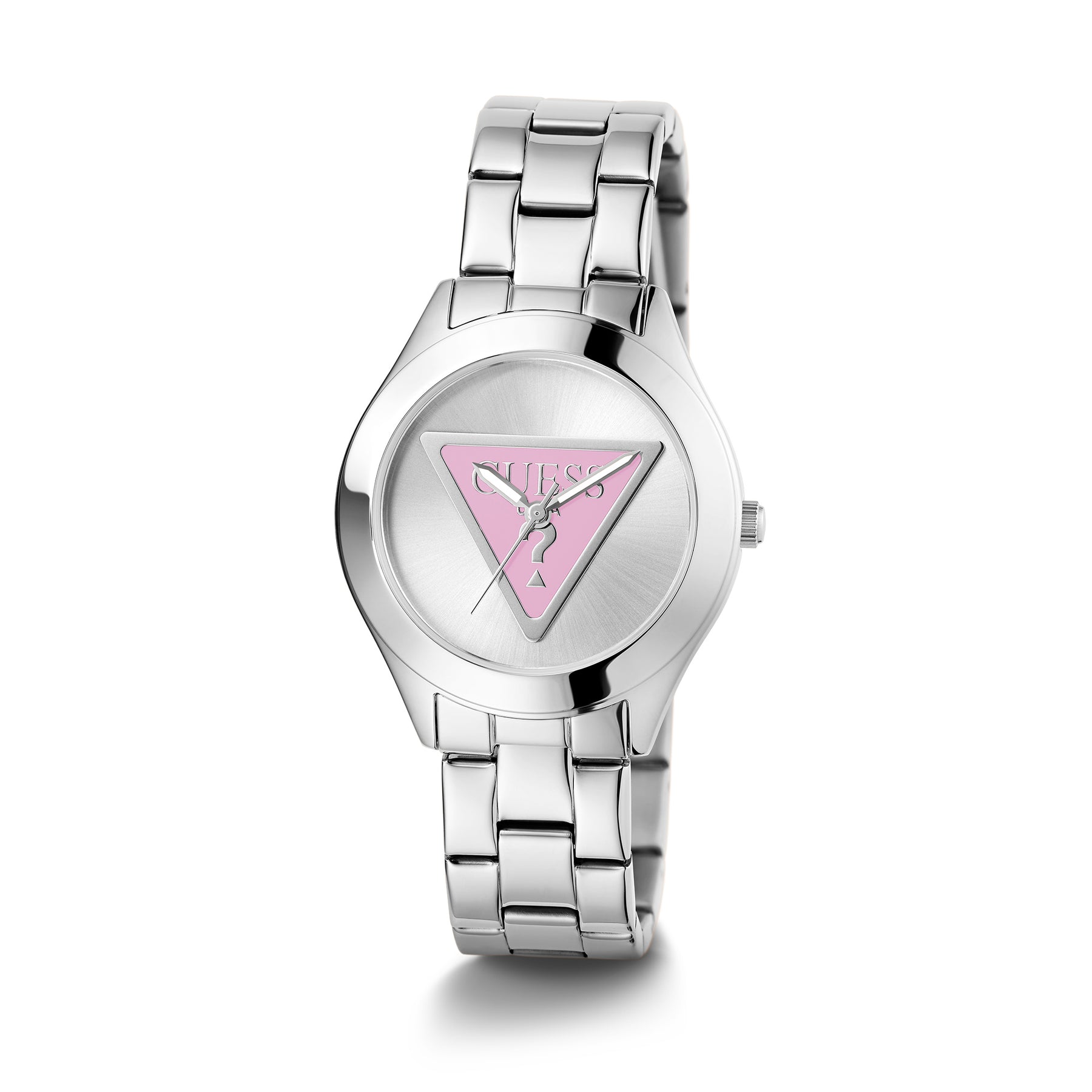 Guess Women's 34mm Silver Tri Plaque Pink Quartz Watch GW0675L1