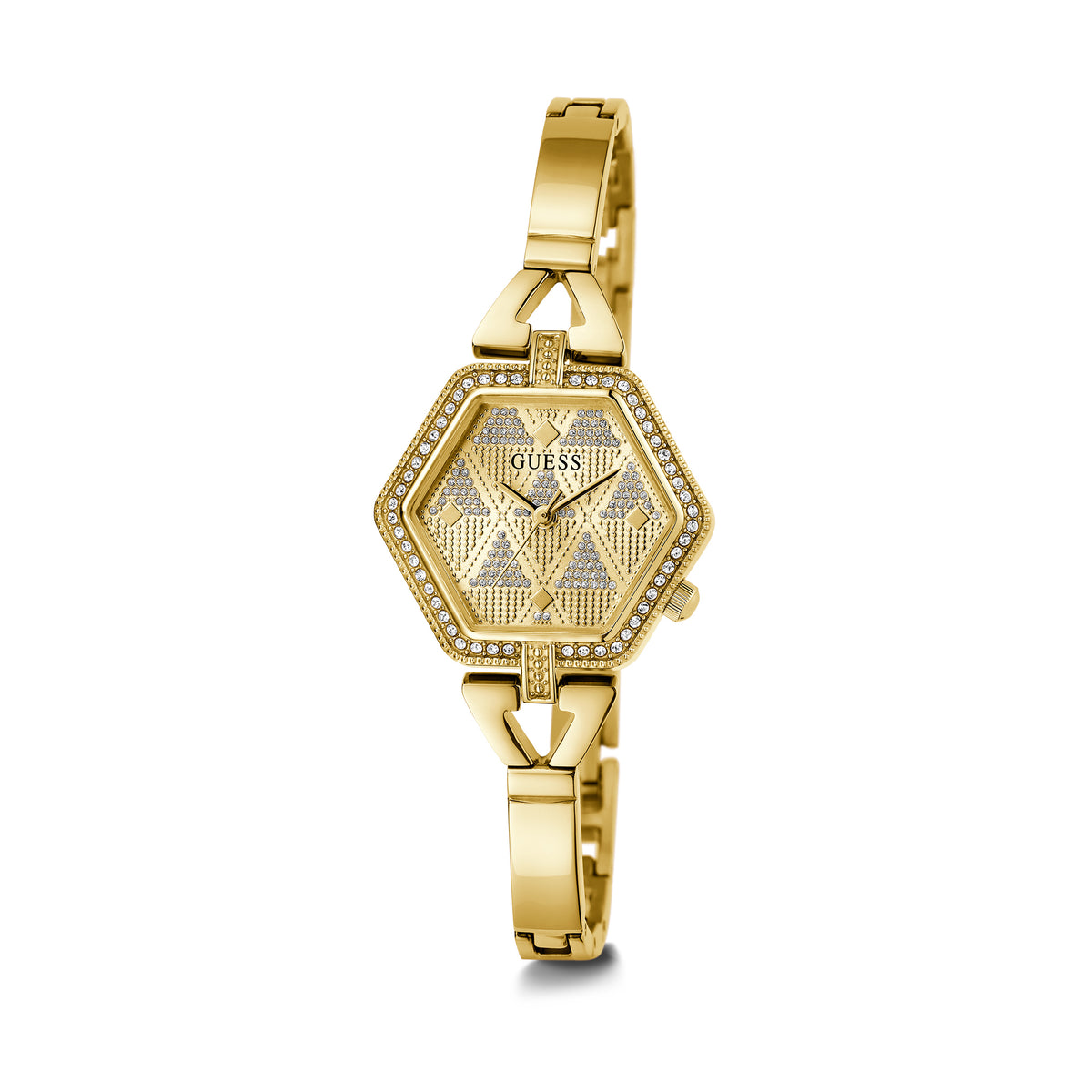 Guess Women's 28mm Gold Audrey Glitz Hexagonal Quartz Watch GW0680L2