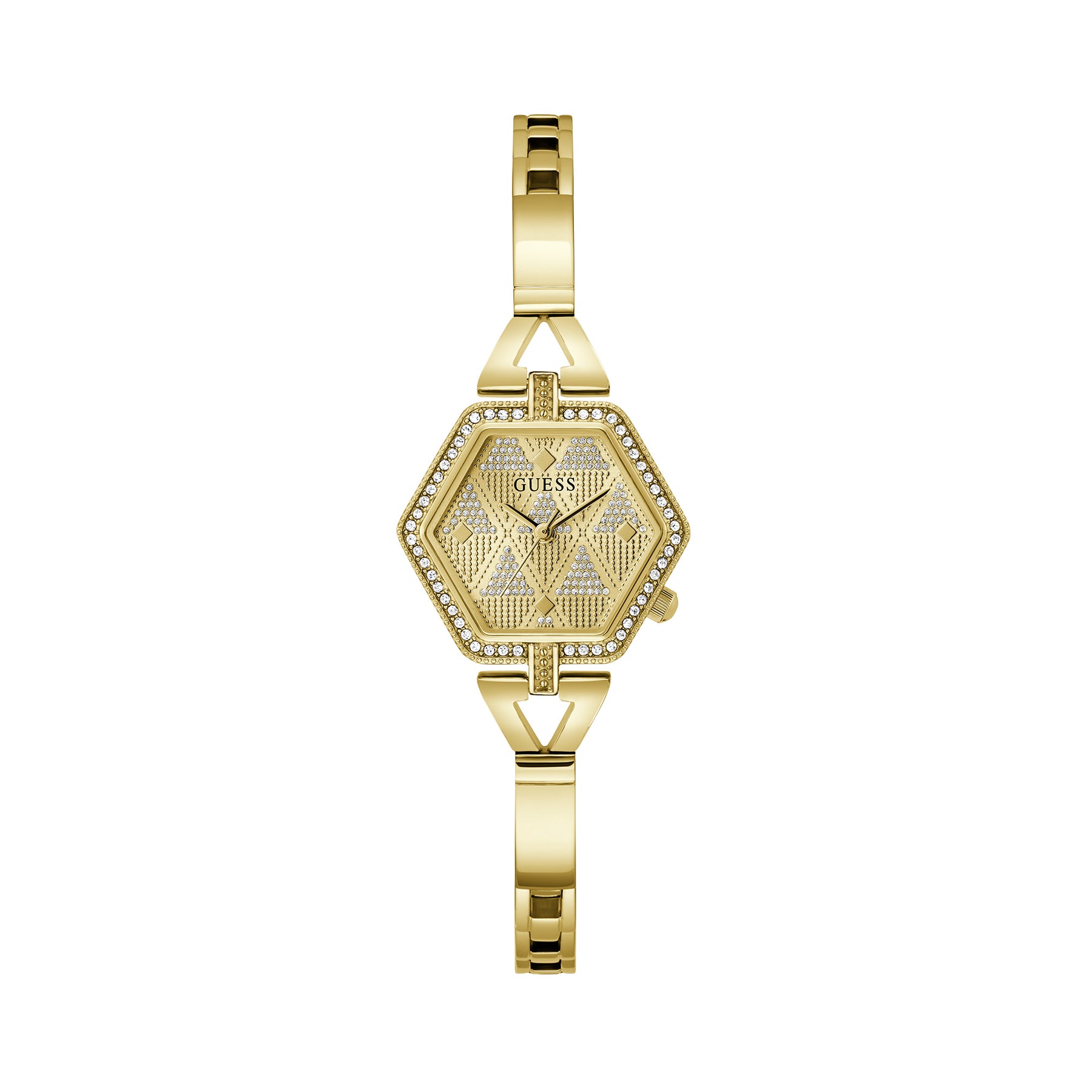 Guess Women's 28mm Gold Audrey Glitz Hexagonal Quartz Watch GW0680L2