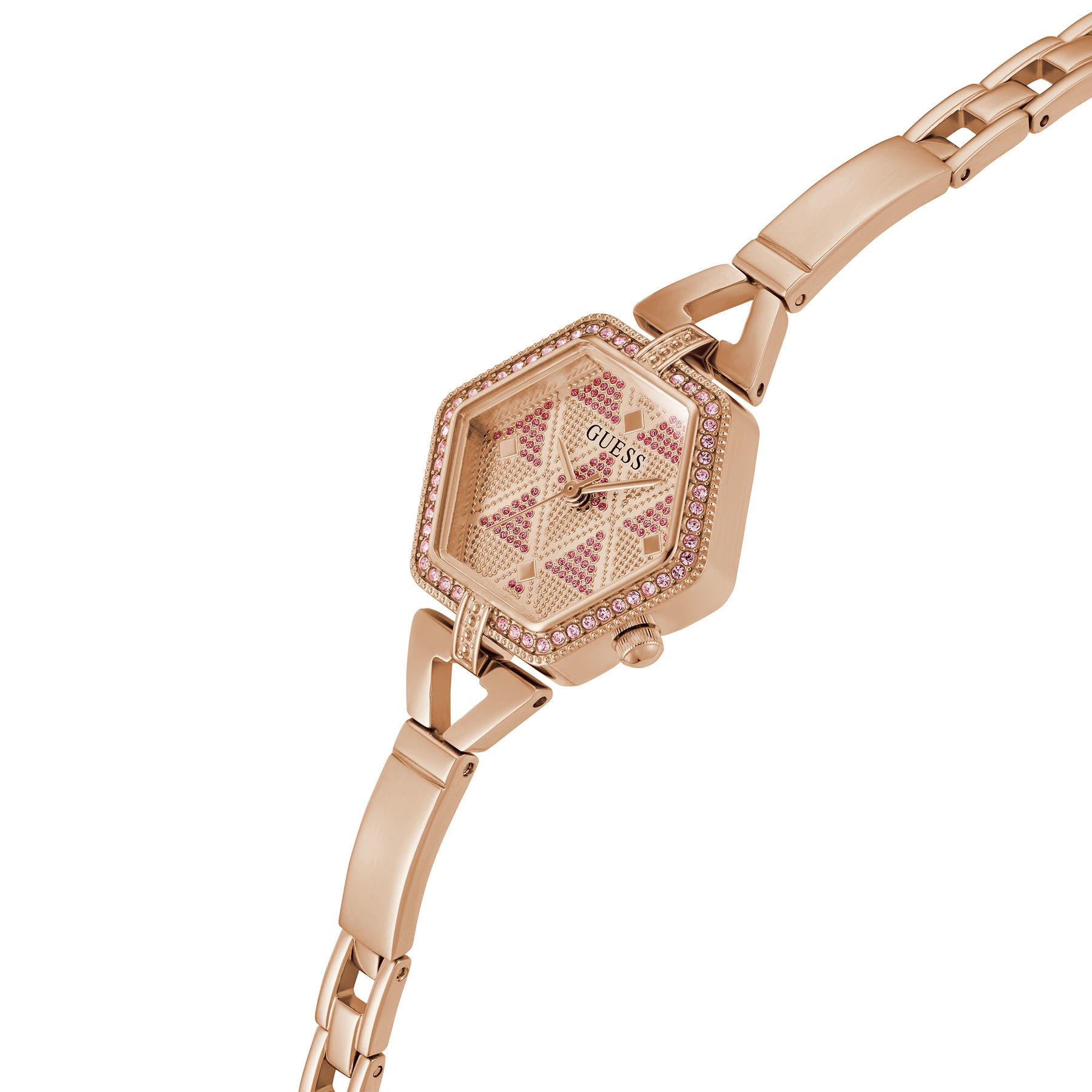 Guess Women's 28mm Rose Gold Audrey Glitz Hexagonal Quartz Watch GW0680L3