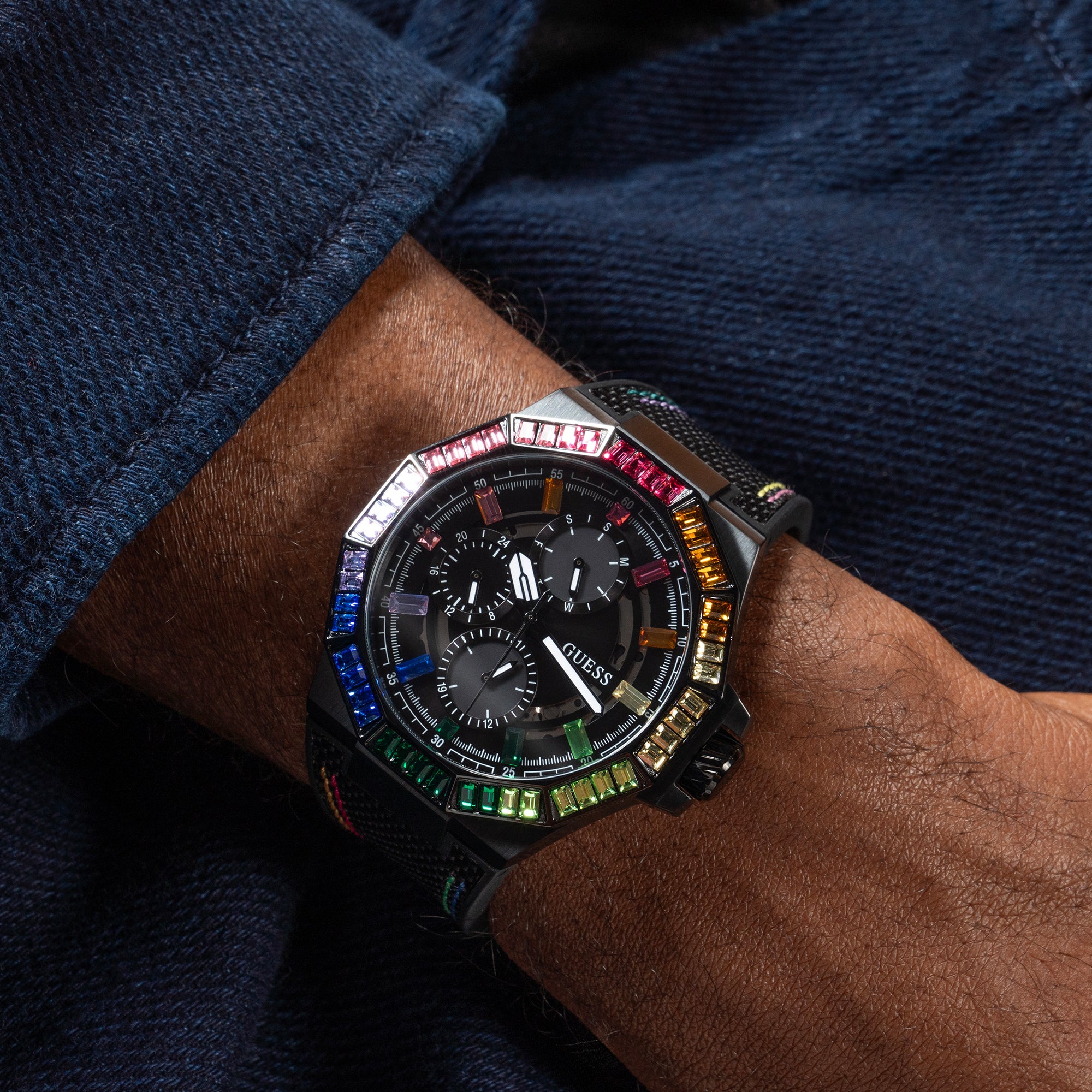 Guess Unisex 45mm Black Energy Multi Crystal Quartz Watch GW0701G1