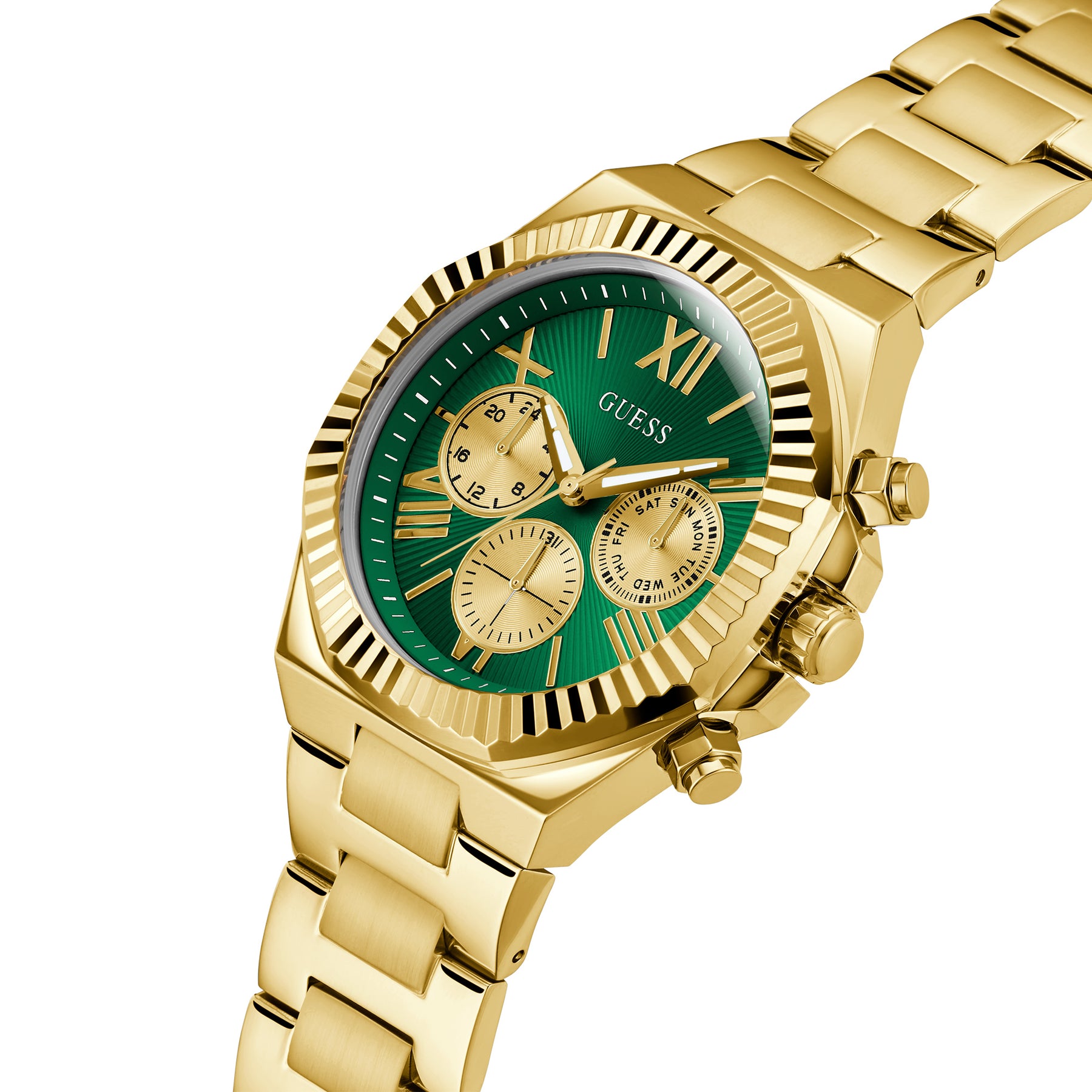 Guess Men's 44mm Gold Equity Green Quartz Watch GW0703G2