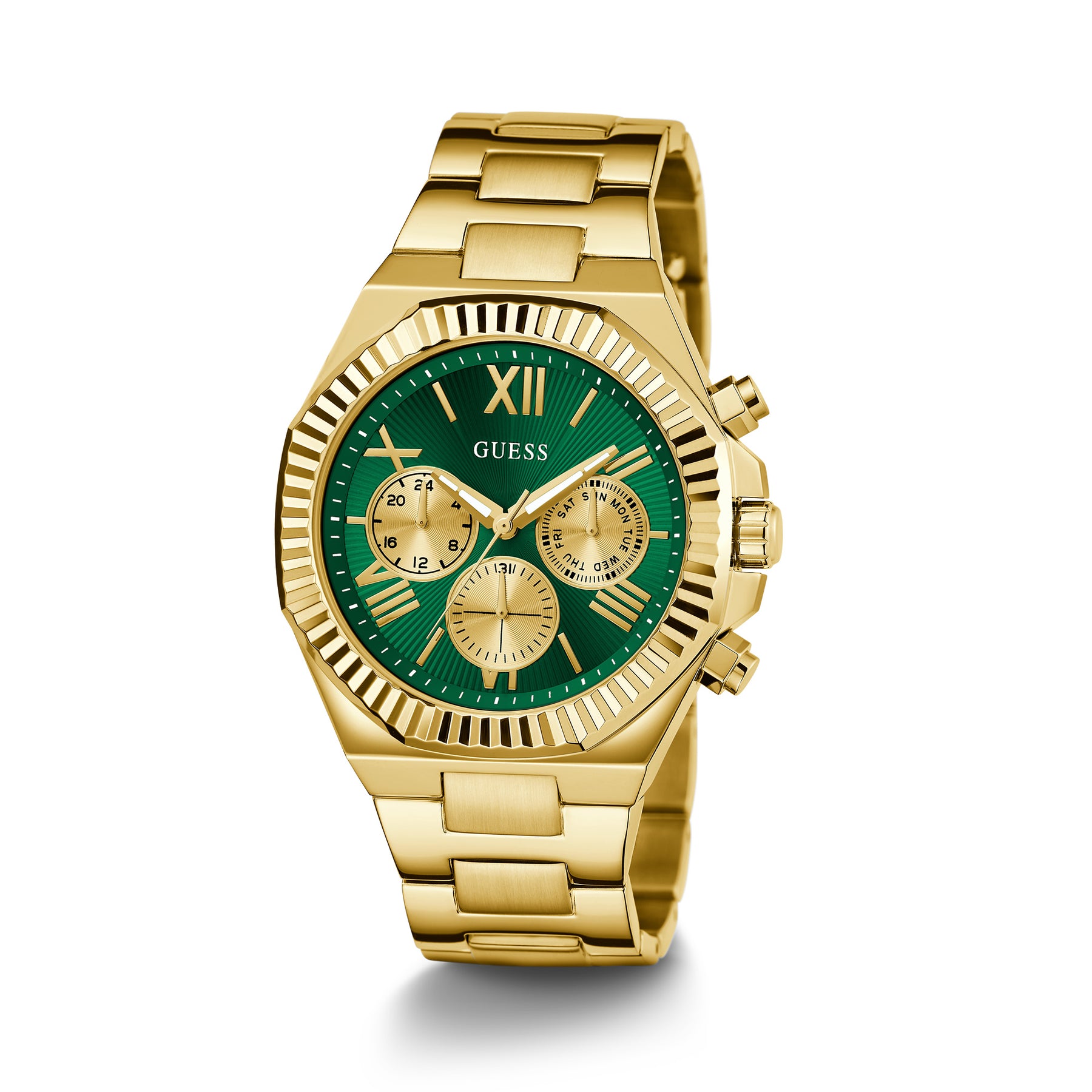 Guess Men's 44mm Gold Equity Green Quartz Watch GW0703G2