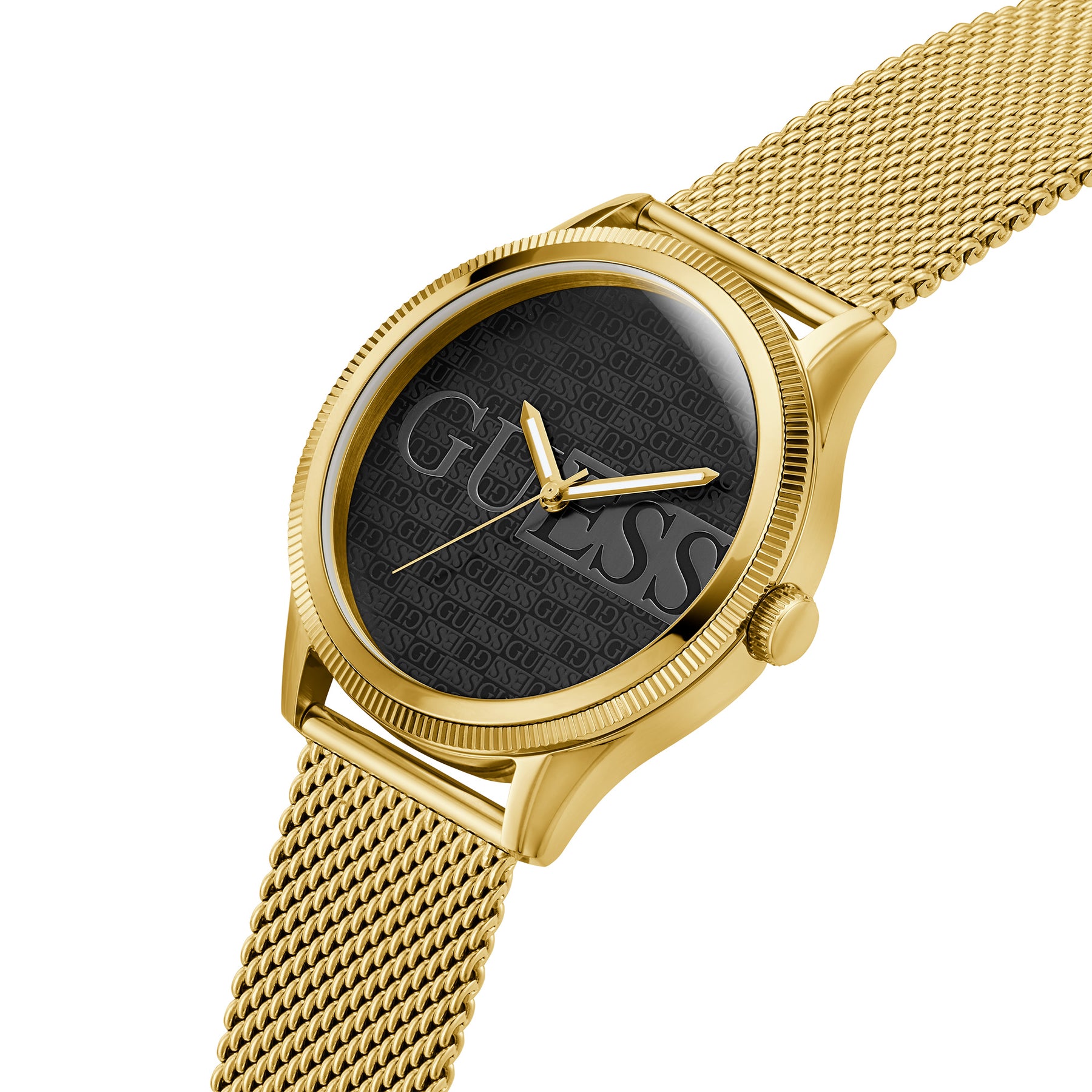 Guess Men's 44mm Gold Reputation Black Logo Quartz Watch GW0710G2