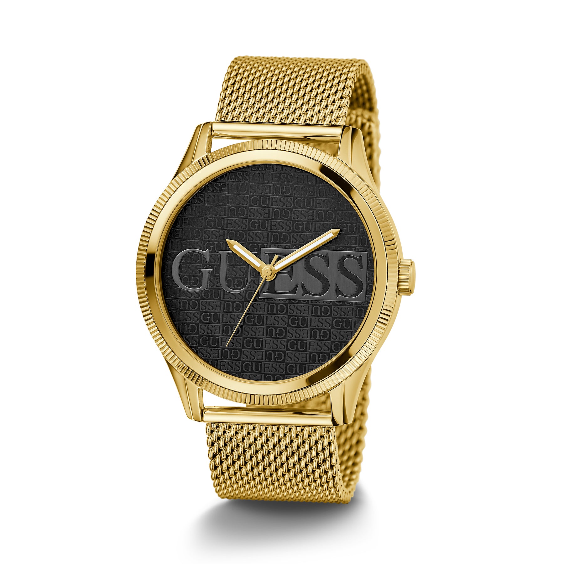 Guess Men's 44mm Gold Reputation Black Logo Quartz Watch GW0710G2