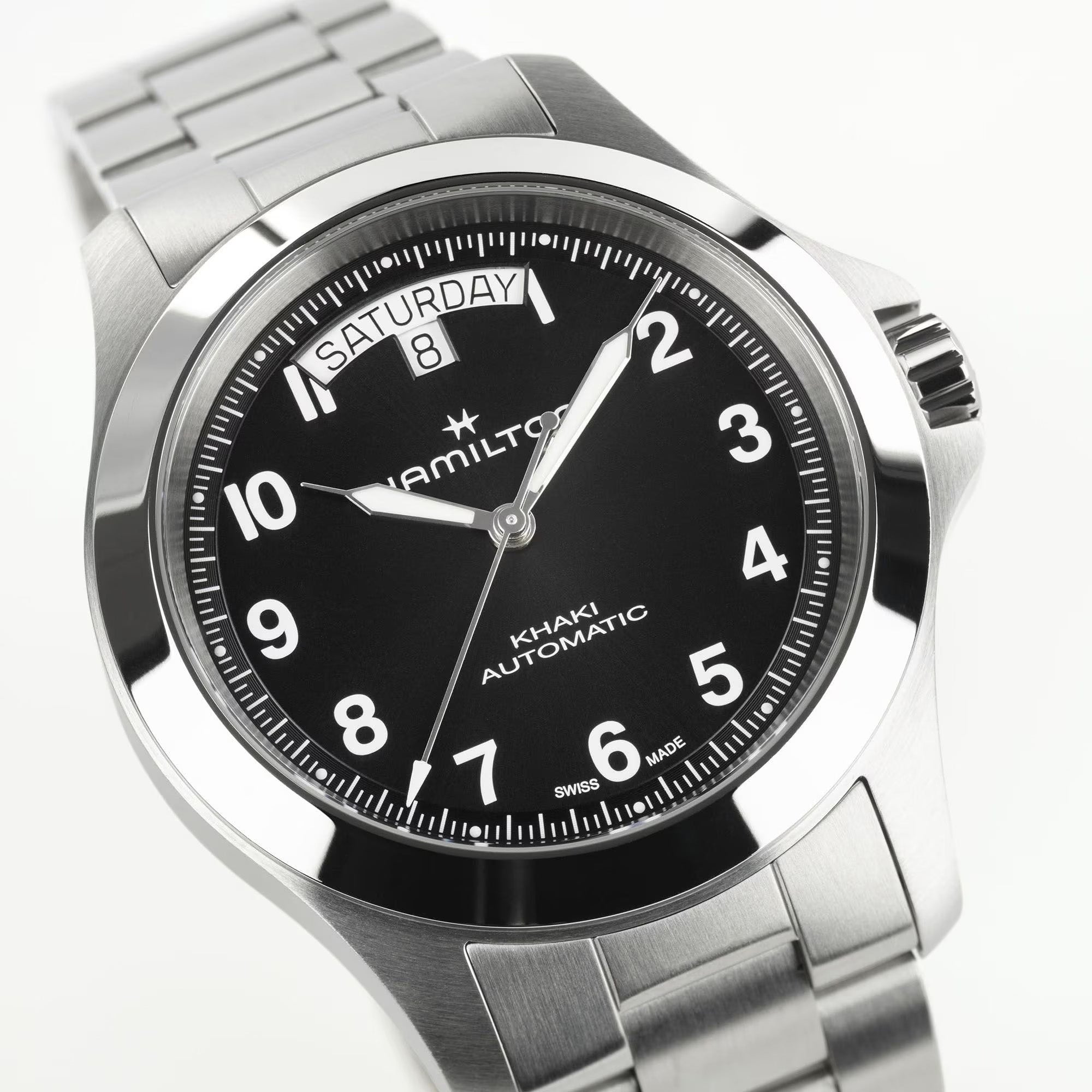 Hamilton H64475131 Khaki Field King Auto Black Dial Arabic Numerals Day-Date Display at 12 O'Clock
