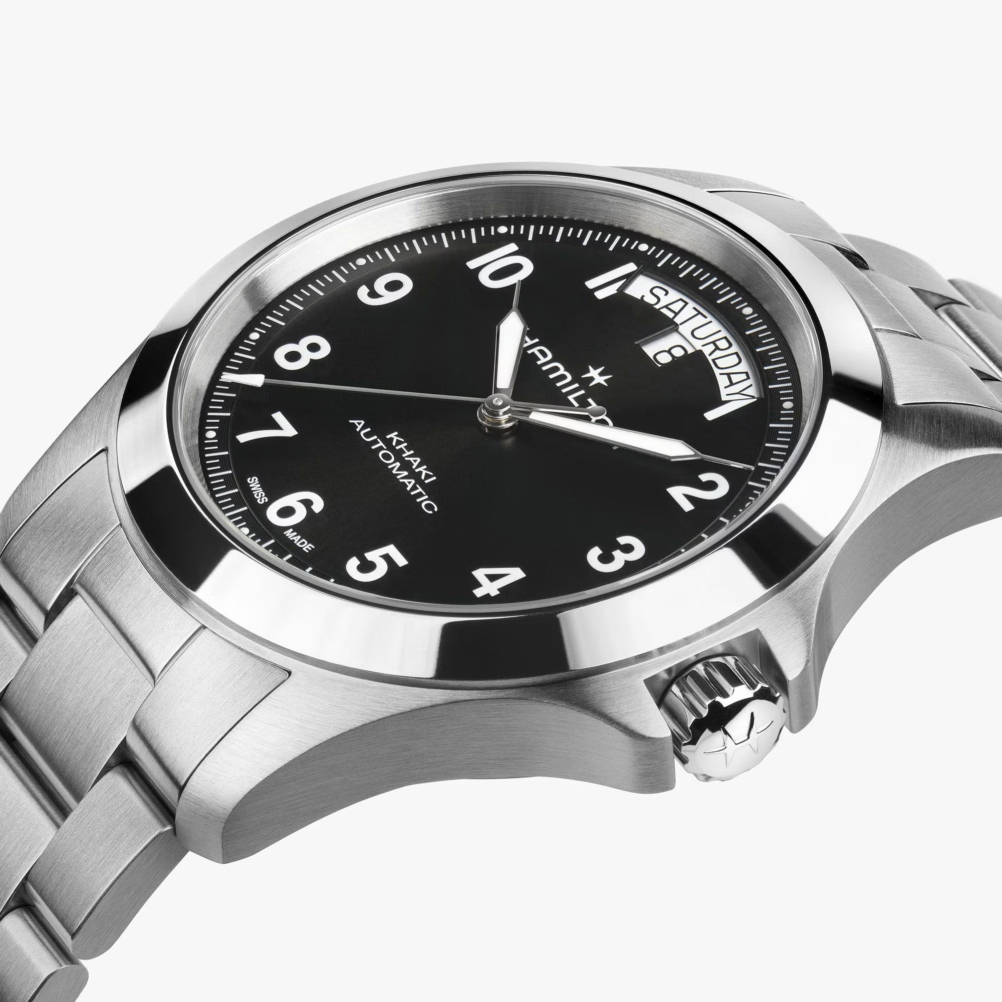 Hamilton Khaki Field King 40mm Stainless Steel Case Crown Guards Luminous Syringe Hands H64475131