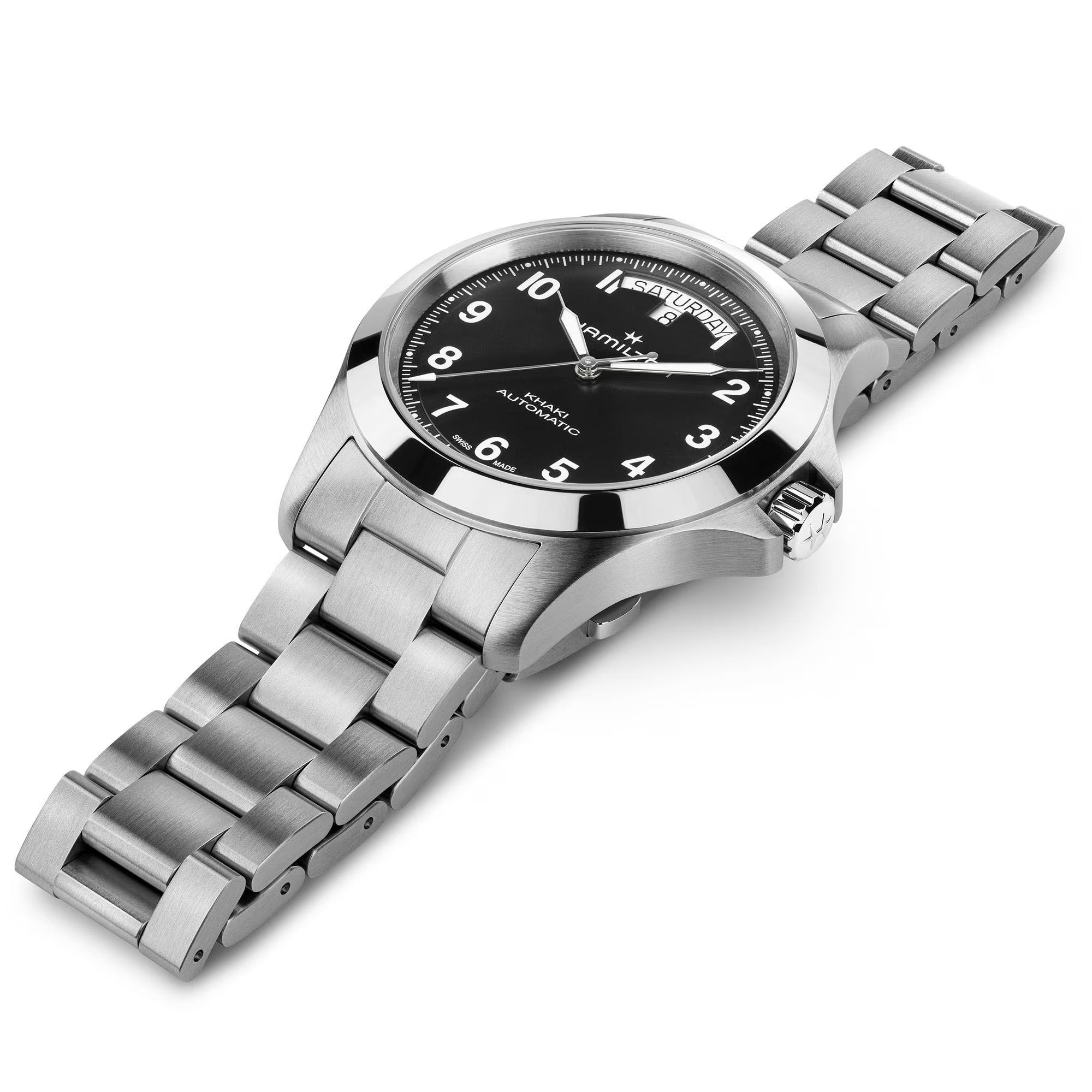 Hamilton Khaki Field King 40mm Stainless Steel Case Crown Guards Luminous Syringe Hands H64475131
