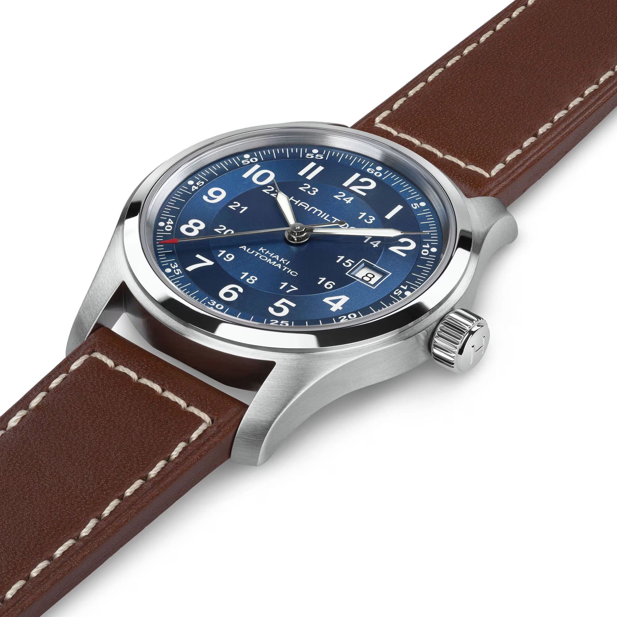 Hamilton Khaki Field H70605540 Brown Calfskin Leather Strap with Pin Buckle Clasp 22mm Lug Width