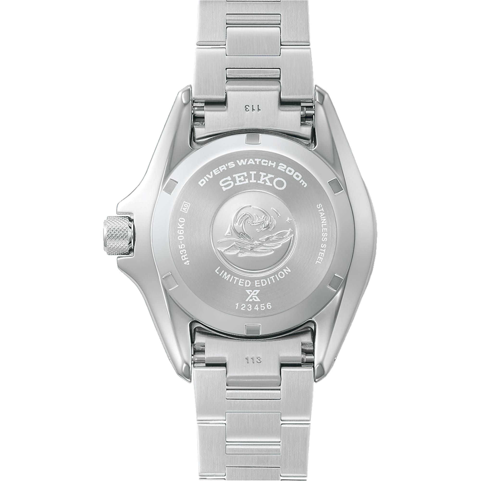 Seiko Prospex HBB001K Screw-Down Case Back with Engraved Seiko Prospex Detail
