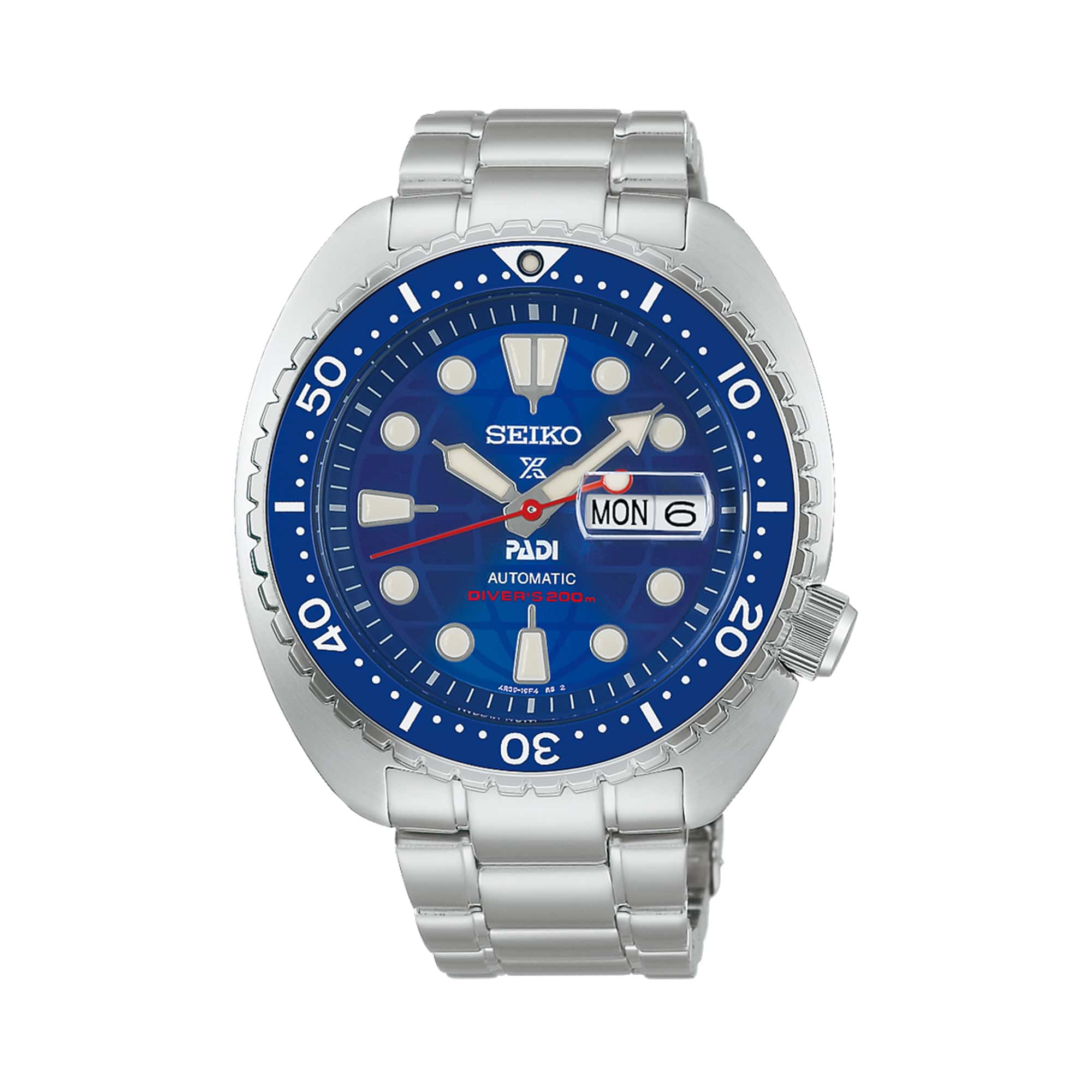Seiko Prospex P.A.D.I Limited Edition HBB002K 45mm Stainless Steel Automatic Diver's Watch with Blue Dial, White Ceramic Bezel and Day/Date Display on Stainless Steel Bracelet