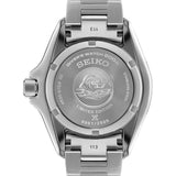 The Seiko Prospex Automatic Men's 41.70mm Watch HBB004K is fitted with a stainless steel bracelet, secured by a three-fold clasp with push-button release and diver's extension. The screw case back is engraved with "LIMITED EDITION" and an individual serial number.
