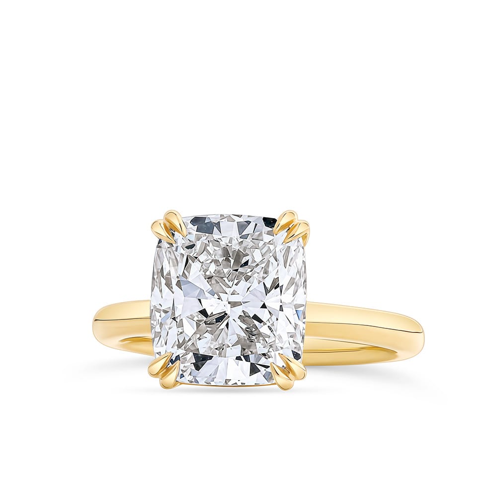 5.30ct Cushion Cut Diamond Solitaire Engagement Ring in 18ct Yellow Gold
