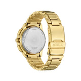 Citizen Promaster Analogue Digital 42mm Men's Watch JV3002-51E - The gold-tone stainless steel bracelet is fitted with a three-fold clasp featuring a secure lock and push-button release. The solid-link construction reflects the watch's rugged, technical design.