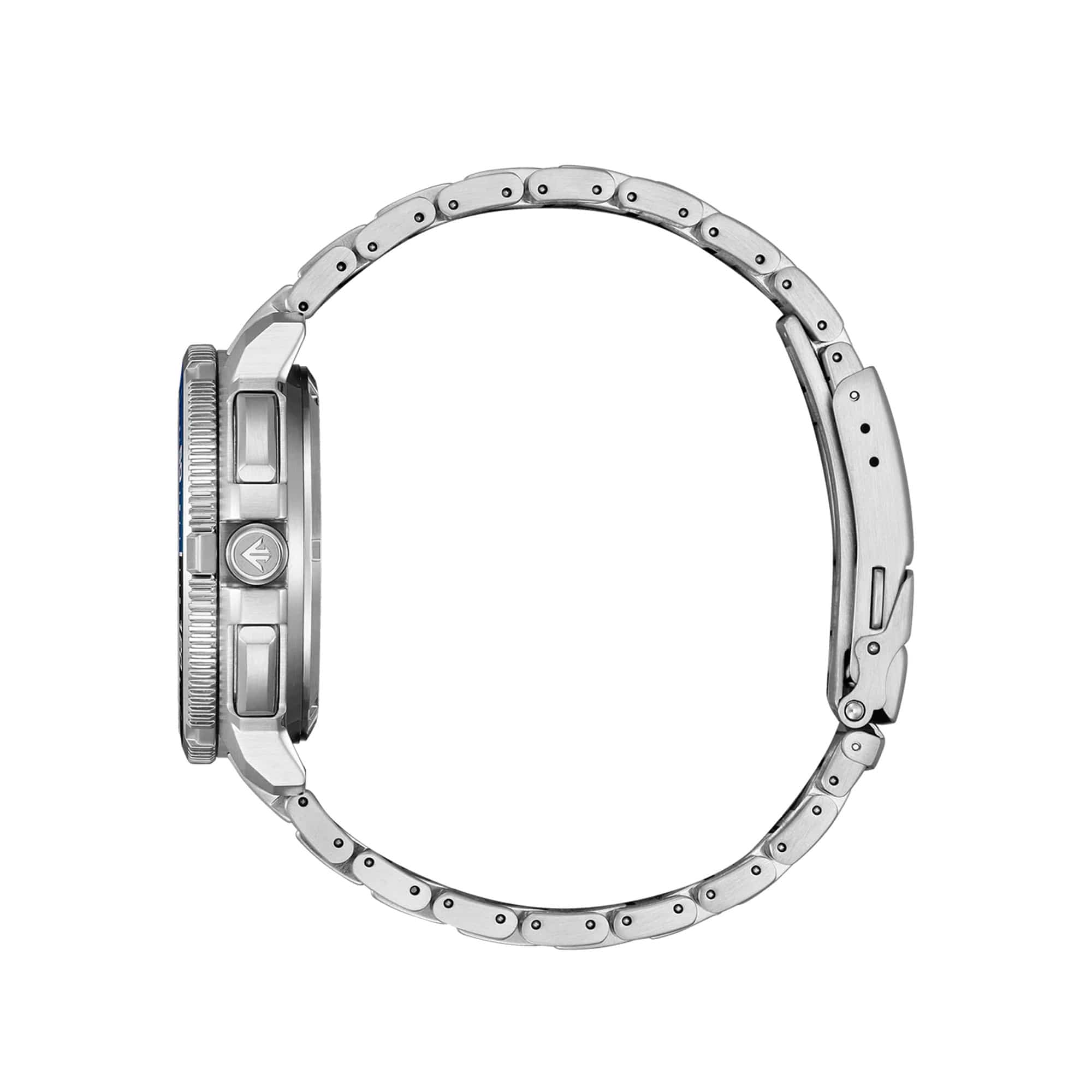 Citizen Promaster Analogue Digital 42mm Men's Watch JV3006-50L - The sapphire crystal with anti-reflective coating sits above the dial, with the rotating bezel visible from this angle. The case shows a robust, technical profile.