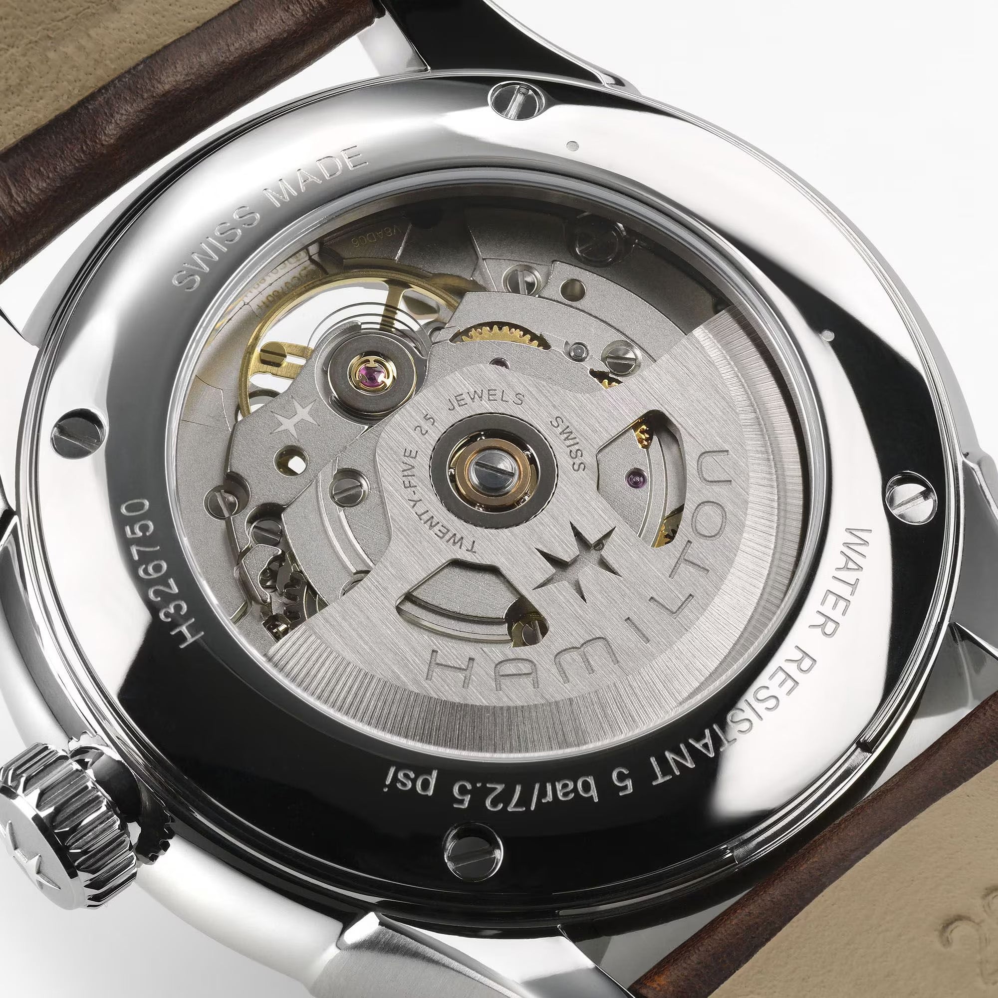 Hamilton Jazzmaster Open Heart H32675501 Stainless Steel Exhibition Case Back H-10 Automatic Movement