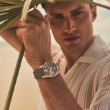 Worn on the wrist, the Longines Hydro Conquest Automatic Men’s 41mm Watch L3.781.3.78.9 sits comfortably on its grey rubber strap, a sporty diver’s watch ready for water or weekend wear.